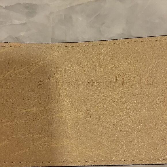 NEW Alice and Olivia Womens S Green Leather Wide Large Waist Cinch Retro Belt - Picture 6 of 7